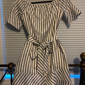 Banana Republic Black and White Striped Mini Dress